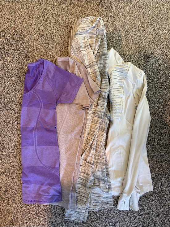 lululemon athletica Tops - lululemon athletica Striped Purple Short Sleeve V-Neck Top